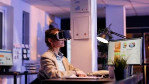 Researcher using Virtual Reality headset