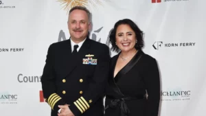 Dava Casoni, Public Counsel of the Year, American Media and Entertainment Counsel (AMEC) with Captain Ric Arthur, AMEC award for Excellence in Creative Innovation for National Security